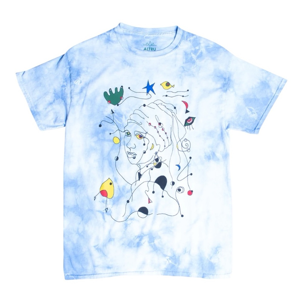 Altru Apparel Girl with Pearl Earring Modern Art Tie Dye T-Shirt Tee Size Medium